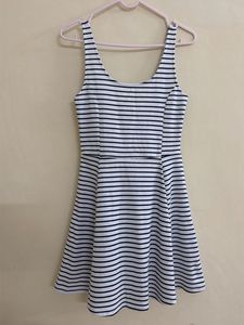 Chic Striped Sleeveless Fit & Flare Dress