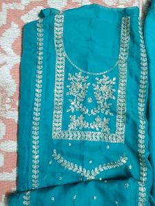 Beautiful Teal Embroidered Kurta Set
