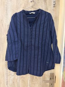 Chic Navy Blue Striped Tunic Top