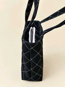 Quilted Black Tote Bag