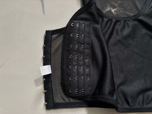 Black Mesh Sports Bra with Hook-and-Eye Closure
