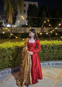 red anarkali suit