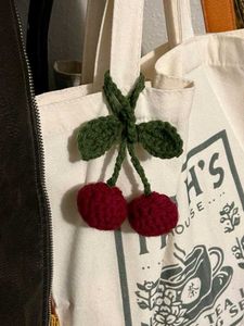 Combo Crochet Cherry Keychain And Tulip Keychai