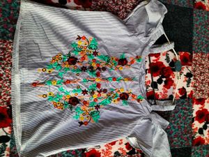 Embroidered Cold Shoulder Top