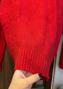 Cozy Red Textured Sweater