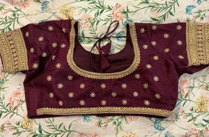 Embroidered Maroon Silk Blouse