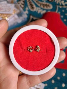Elegant Gold & Stone Stud Earrings