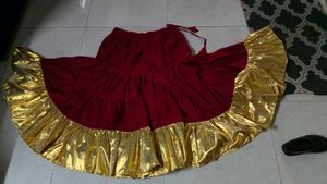 Maroon & Gold Tiered Skirt