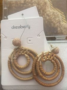 Boho Rattan Hoop Earrings