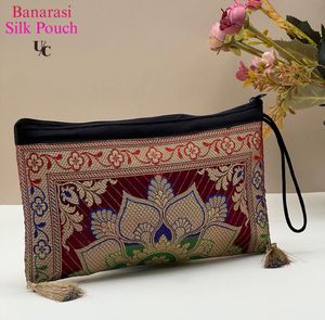 Banarasi Silk Pouch Clutch Bag