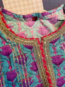 Blue sharara set with floral print