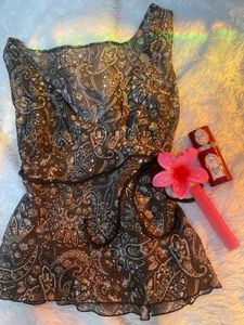 Sheer Paisley Print Top