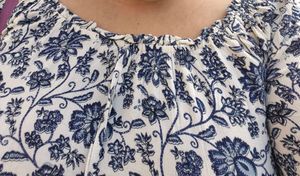Blue and White Floral Print Top