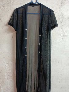 Sheer Black Kimono Shrug Long