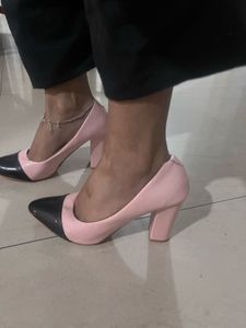 Pink and Black | Block Heel Pumps