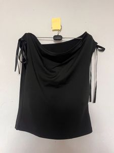Chic Black Off-Shoulder Tie-Sleeve Top