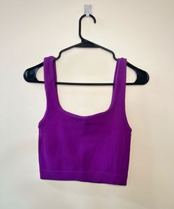 Purple Ribbed Crop Top