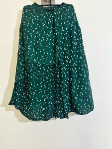 Green with White daisy Midi Skirt