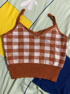 Cute Gingham Pattern Crop Top
