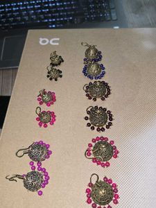 6 pairs of silver jhumkas