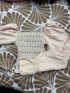 Chic Cream Knit Puff Sleeve Top