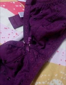 Purple Embroidered Bra