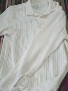 White Crochet Button-Up Shirt