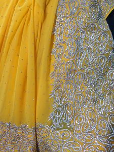 Designer Heavy Rich Work Yellow Saree