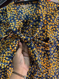 Chic Navy &amp; Yellow Floral Blouse