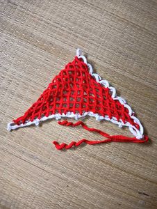Handmade Red &amp; White Crochet waist bandana
