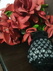 Artificial Coral Flowers in Decorative Vase