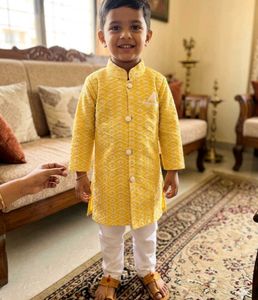 Boys Yellow Embellished Kurta GOOD QUALITY
