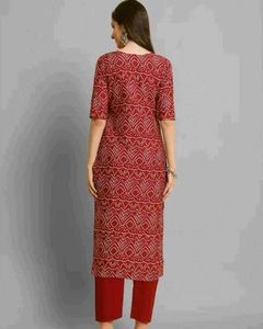 Red Bandhani Print Kurta And Pajama Set
