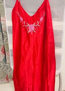 Red Embroidered Nightdress stretchable bust XL