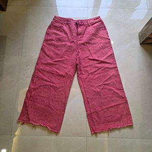 Pink Wide Leg Jeans