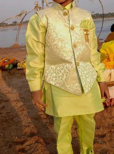 Festive Green Boys' Kurta Set