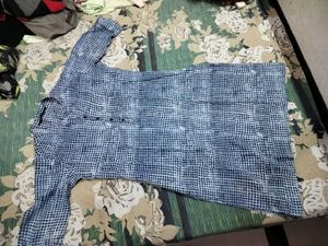 Blue Plaid Button-Up Kurti