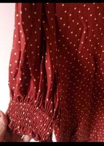 FIG Red Polka Dot Puff Sleeve Top