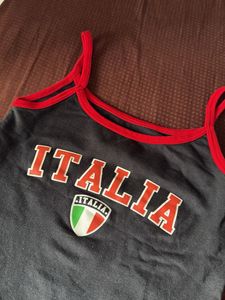 Italia Graphic Spaghetti Strap Top
