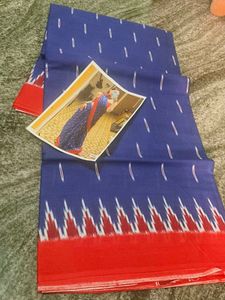 Beautiful Blue mul-mul cotton Saree
