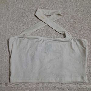 Shein White Halter Neck Crop Top