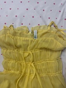 Yellow Ruffle Halter Dress