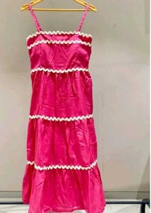 White Tiered Dress with Black Trim