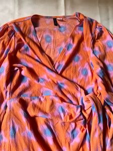 H&amp;M Orange Floral Wrap Dress