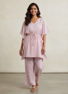 Pink Kaftan Co-ord Set💖(Top And Pant)