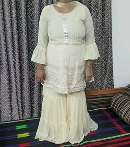 Partywear Sharara Suit Three Piece.