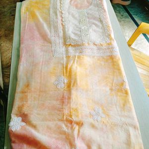 Pure Cotton silk Tie dye Unstitched Suit