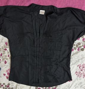 Elegant Black Pleated Blouse