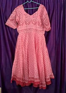 Pink Printed Anarkali Kurta