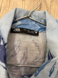 Blue Floral Print Button-Down Shirt